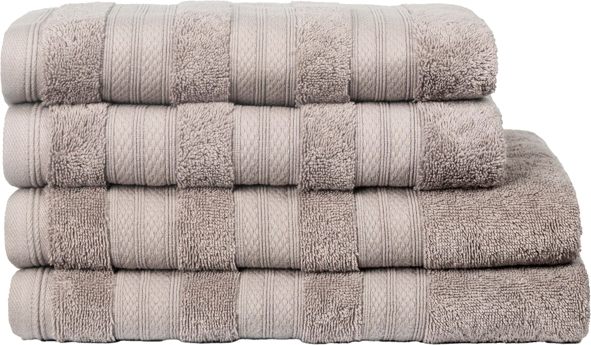 Ash Grey Melluva 4 piece towel set, folded and stacked