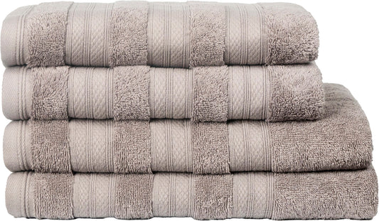 Ash Grey Melluva 4 piece towel set, folded and stacked