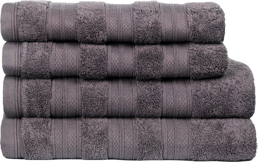 Dow Grey Melluva 4 piece towel set, folded and stacked