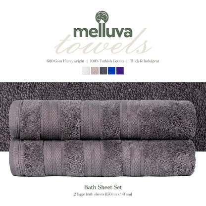Dow Grey Melluva bath sheet set of 2, 90 x 150 cm, 600 GSM