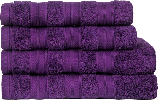Plum Melluva 4 piece towel set, folded and stacked
