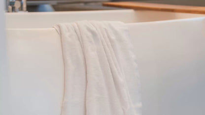 White Melluva 600 GSM Turkish cotton towel close-up video